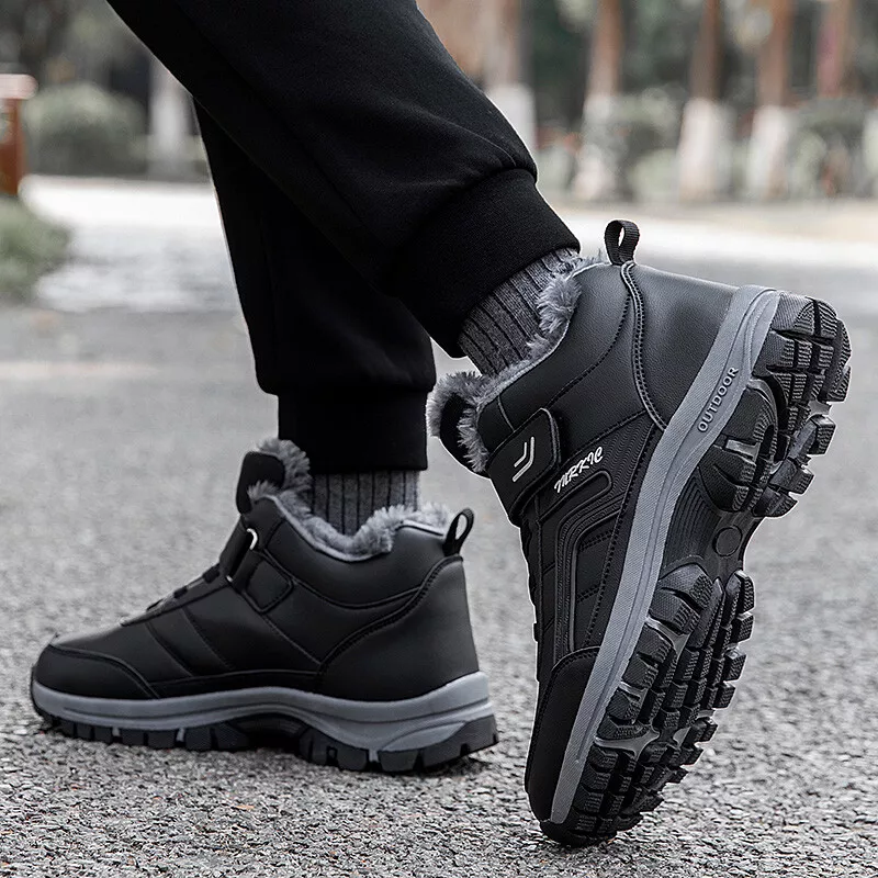 (Limited Time 49% Promotional Discount) Men's Winter Warm Orthopedic Hiking Snow Boots Waterproof Non-slip Wide Toe Arch Support Work Boots