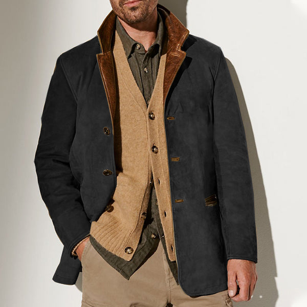 Men's Vintage Carlsbad Calfskin Leather Blazer With Merino Shearling Collar