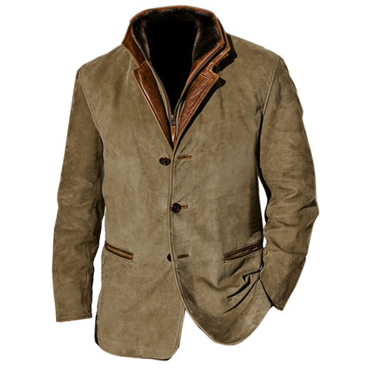 Men's Vintage Carlsbad Calfskin Leather Blazer With Merino Shearling Collar