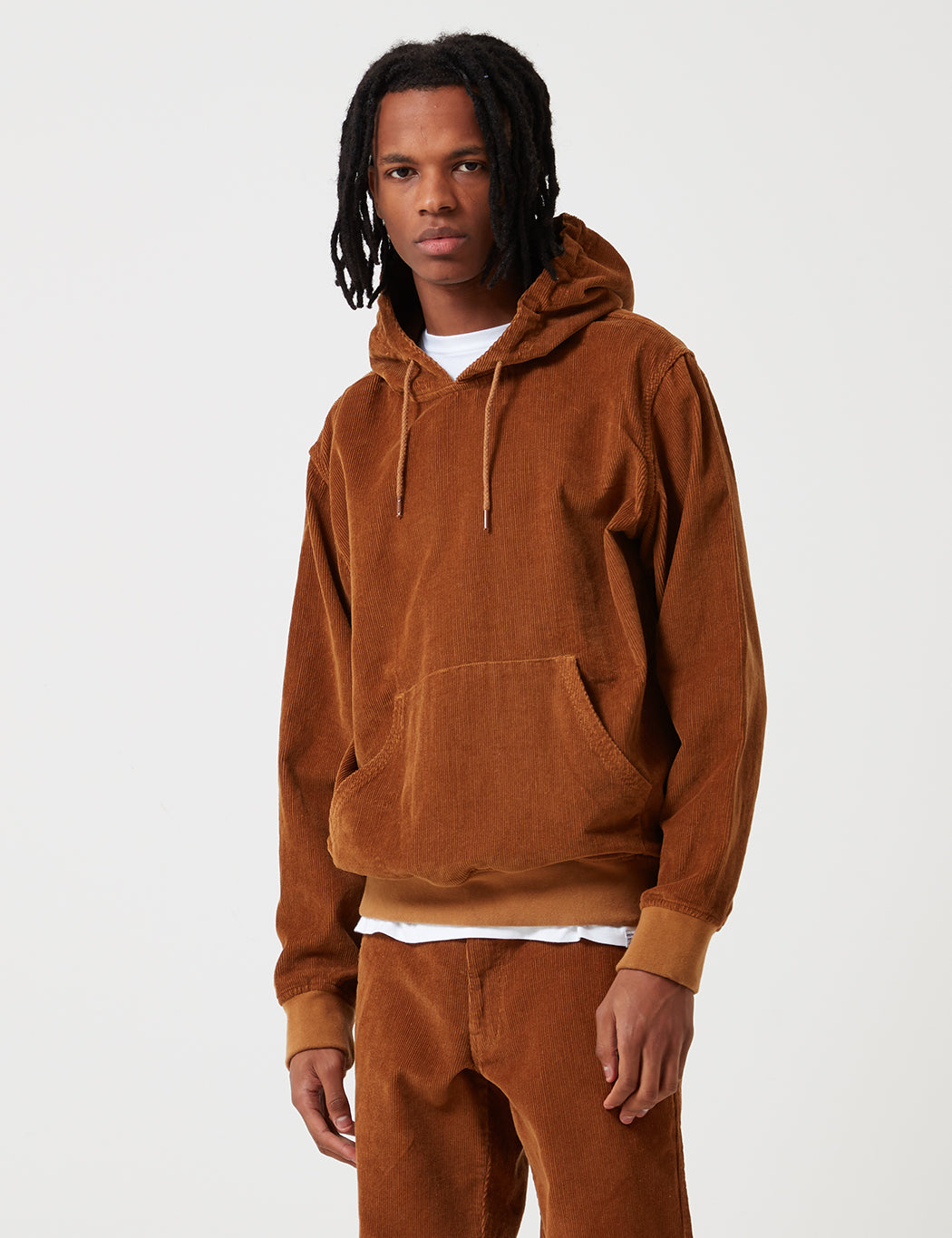 Amonate Hooded Sweatshirt (Cord) - Brown Duck
