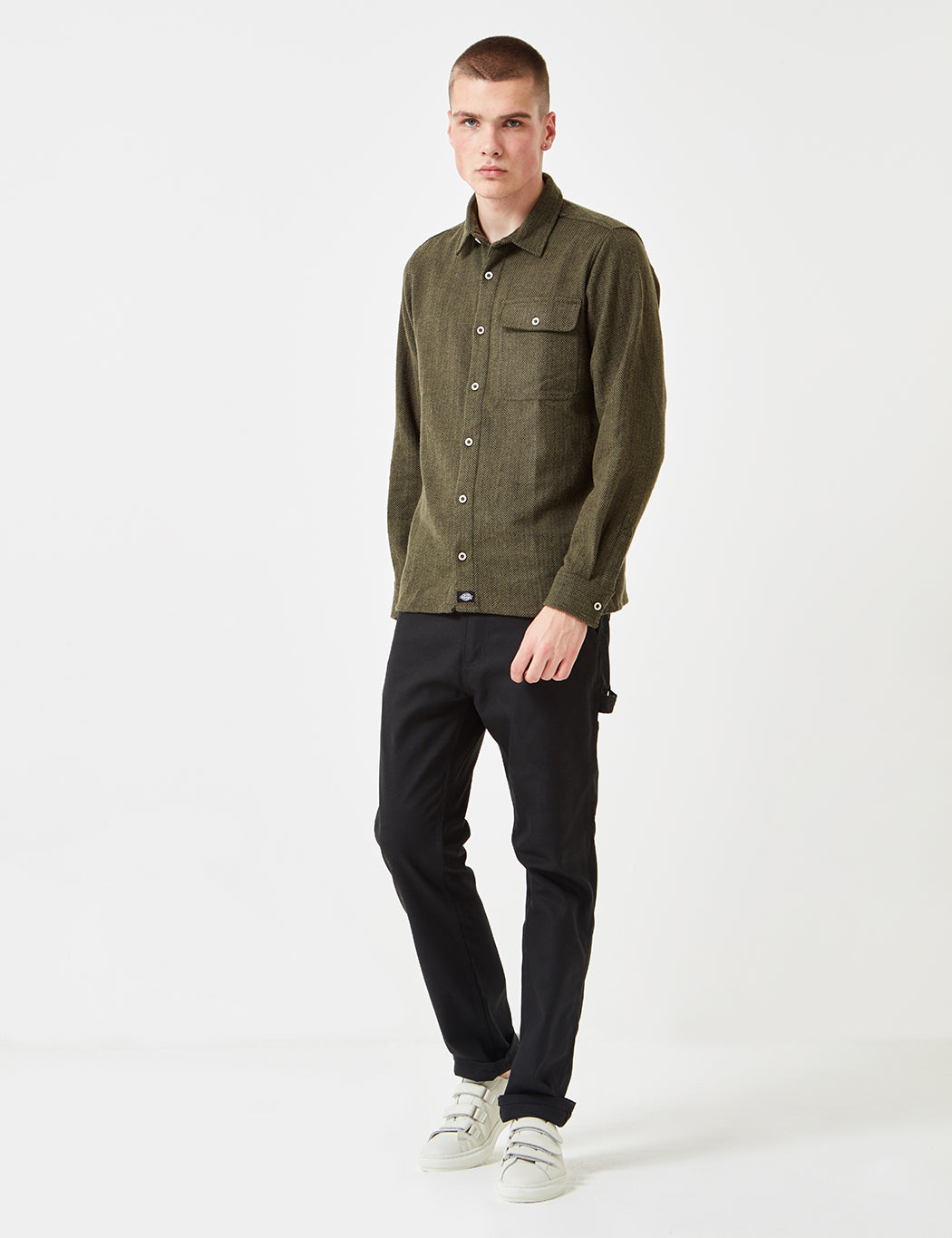 Lewisburg Herringbone Shirt - Olive Green