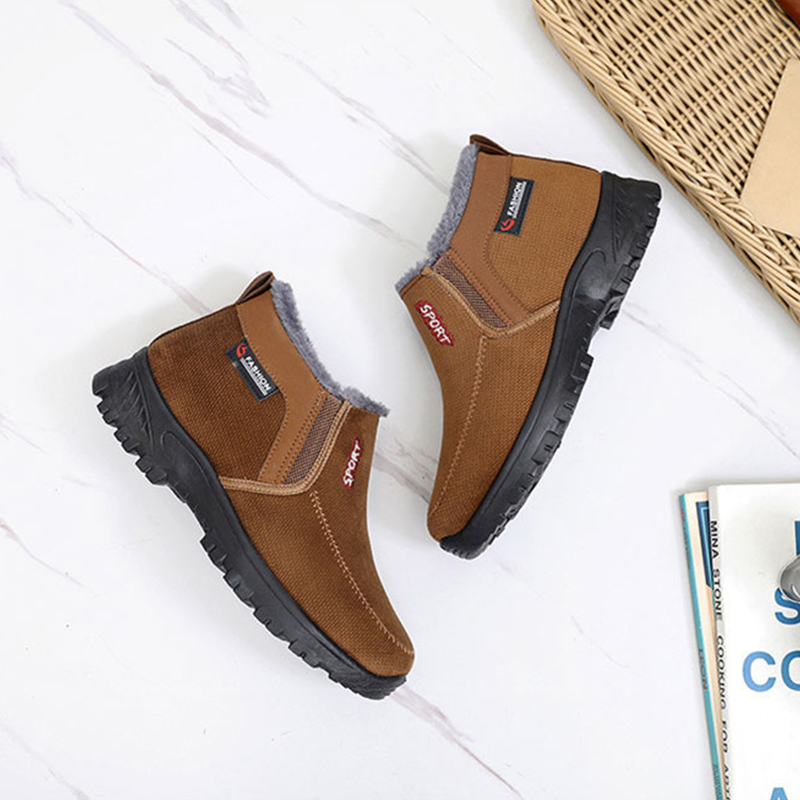 (Limited Time 70% Discount Event) Men's 2024 Winter New Waterproof And Non-Slip Slip-On Warm Cotton Shoes Correction Ankle Support Wide Toe Arch Support Sports Shoes