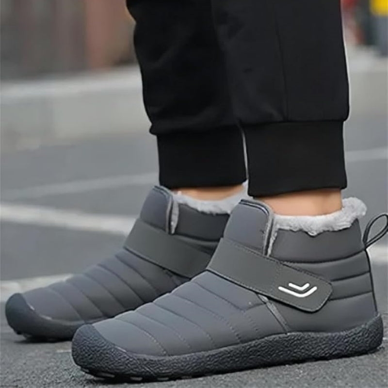 (Limited Time 49% Discount Event) Men's Winter Warm Waterproof Non-slip Velcro Cotton Shoes Wide Toe Orthopedic Arch Support Slip-on Cotton Shoes