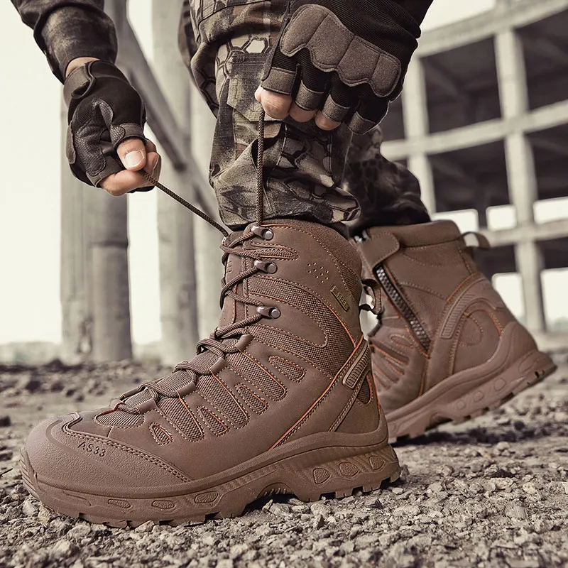 Men's Anti-Sprain Military Tactical Work Boots Waterproof Non-Slip Anti-Puncture Hiking Boots