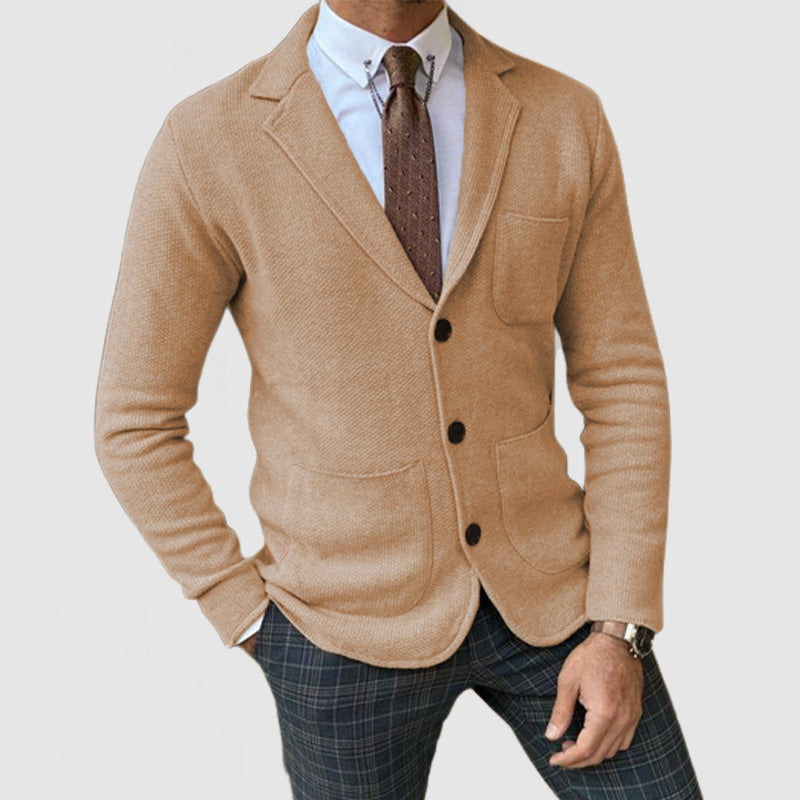 CLEARANCE SALE Men's Elegant Lapel Long Sleeve Knit Jacket