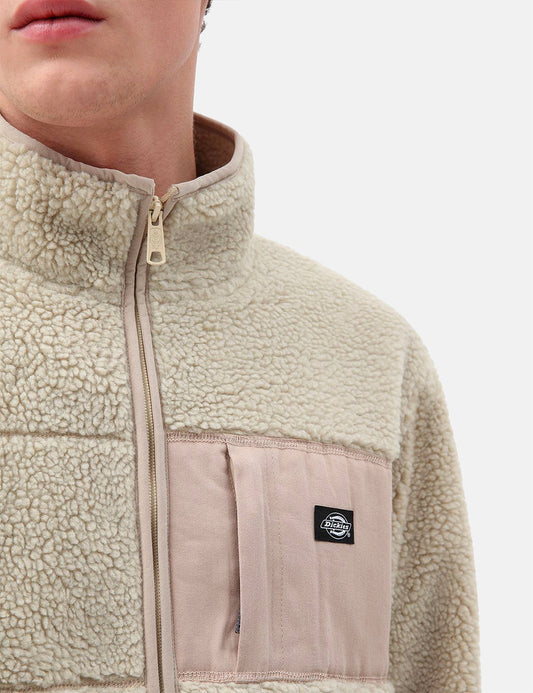 Red Chute Sherpa Zip Through - Light Taupe