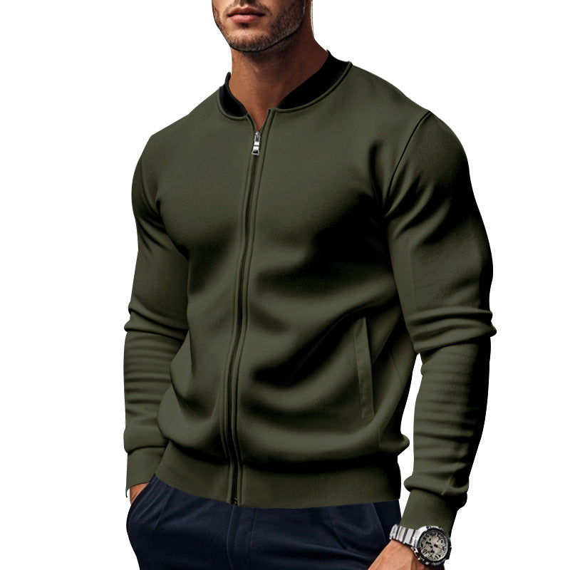 Men's Casual Lapel Zipper Baseball Jacket