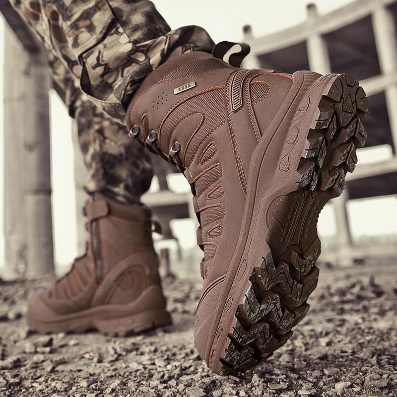 Men's Anti-Sprain Military Tactical Work Boots Waterproof Non-Slip Anti-Puncture Hiking Boots