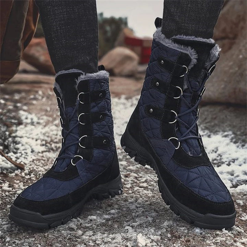 HOT SALE-Men's Genuine Leather Comfortable Snow Boots Warm Boots Combat Boots