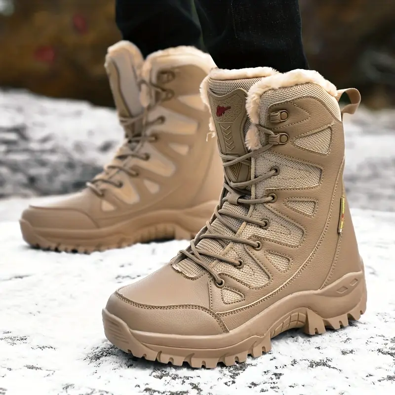 Dallader Men's Comfortable Waterproof Warm Fleece Snow Boots