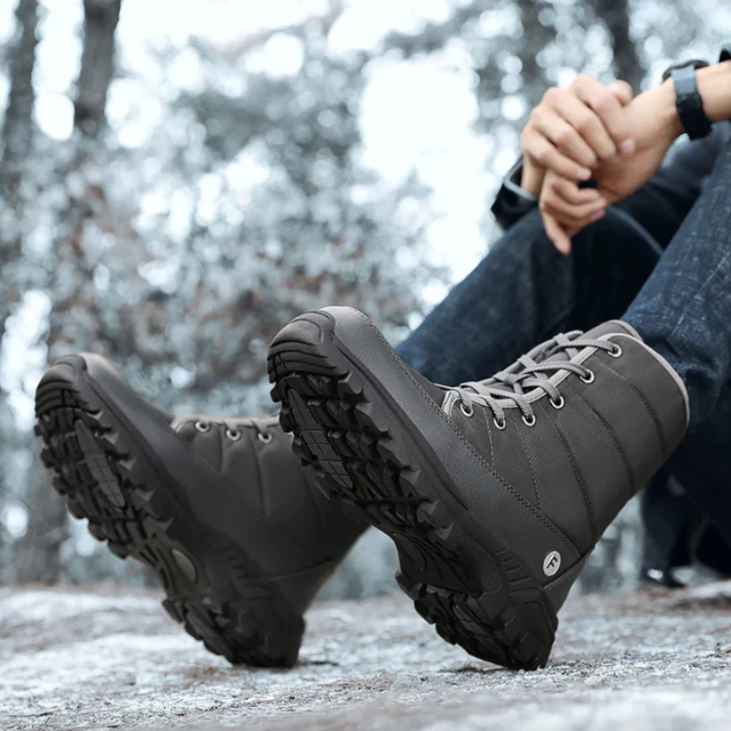 (Limited Time 70% Discount Event) Men's 2024 Winter New Ankle Support Wide Toe Snow Boots Orthopedic Arch Support Warm Anti-puncture Waterproof Non-slip Hiking Boots