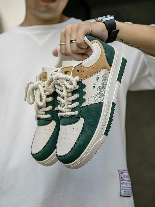 Casual Men's Random Print Low-Top Flat Sports Sneakers