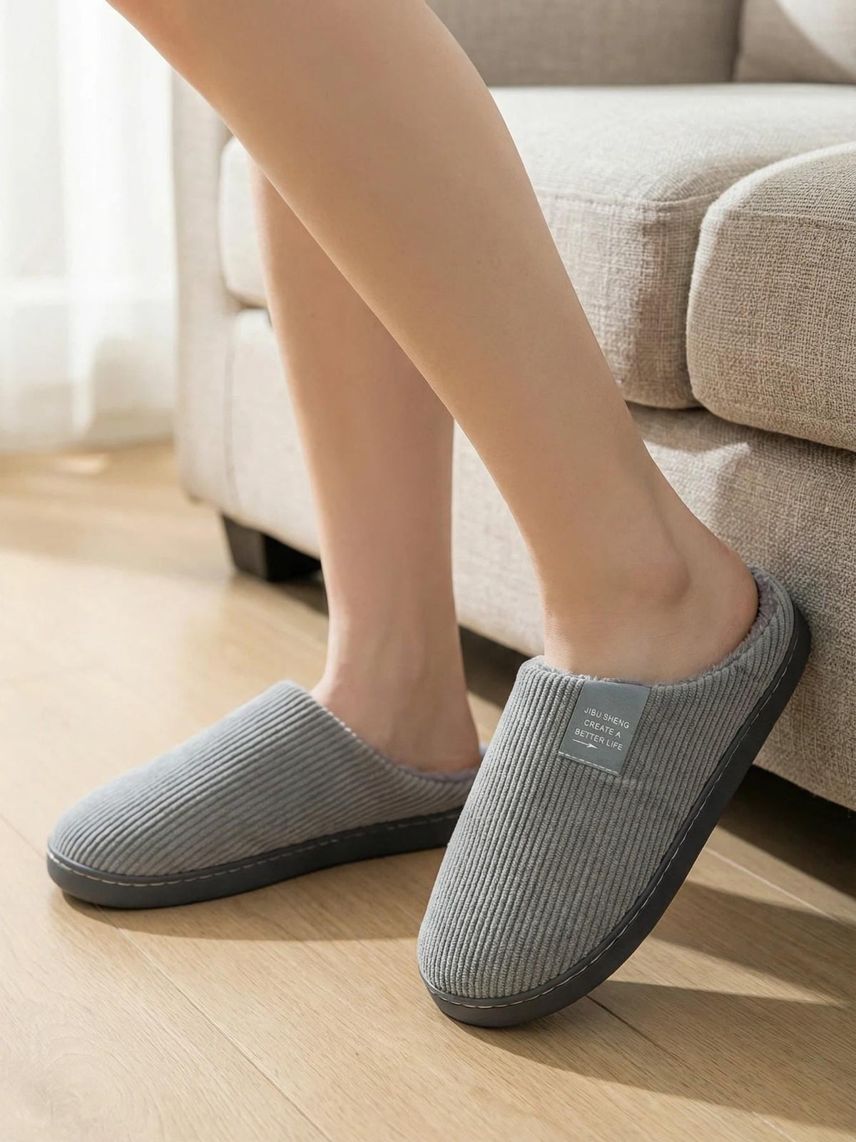 Men's Letter Decor Bedroom Slippers