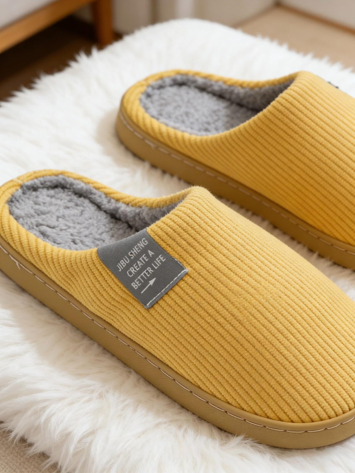 Men's Letter Decor Bedroom Slippers