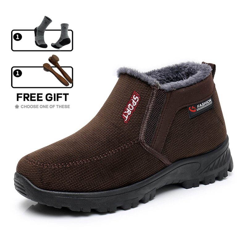 (Limited Time 70% Discount Event) Men's 2024 Winter New Waterproof And Non-Slip Slip-On Warm Cotton Shoes Correction Ankle Support Wide Toe Arch Support Sports Shoes