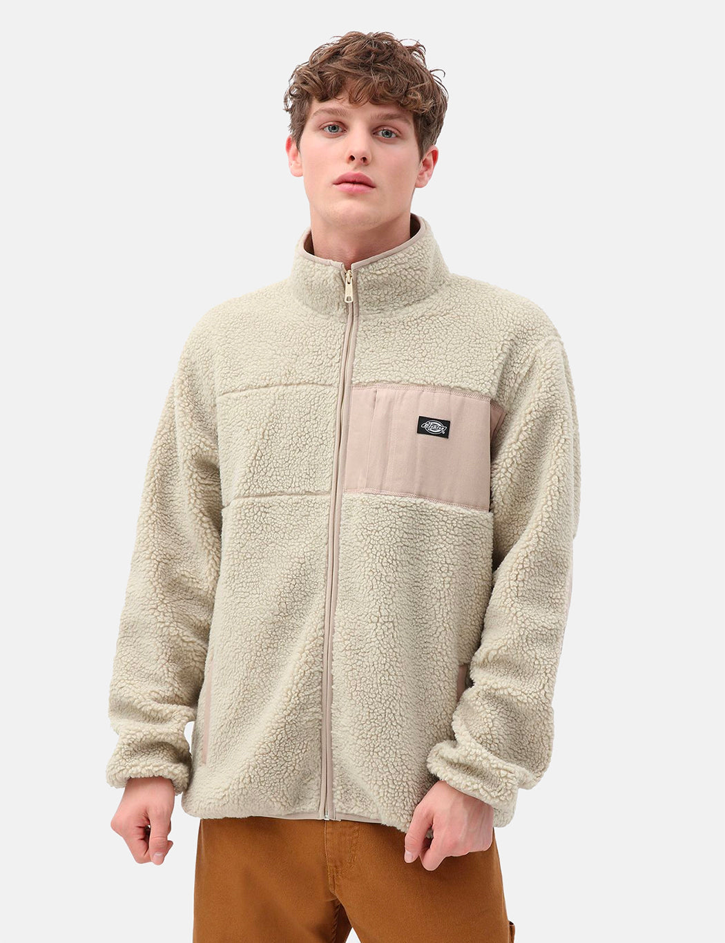 Red Chute Sherpa Zip Through - Light Taupe