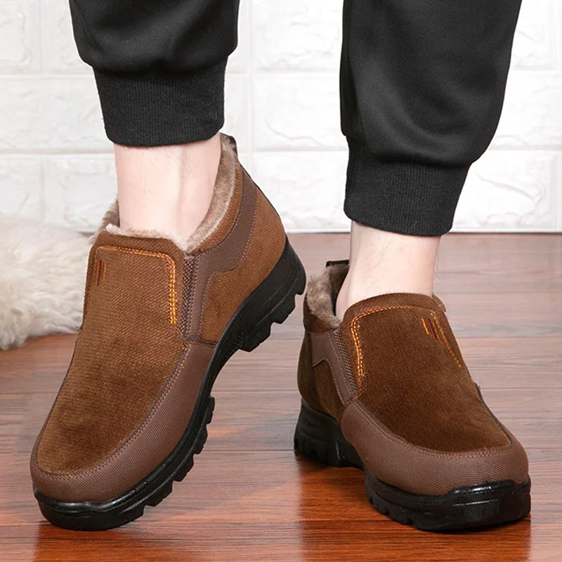 (Limited Time Discount 49% off) Men's Comfortable Lightweight Arch Support Winter Wool Shoes Waterproof Non-slip Warm Snow Shoes