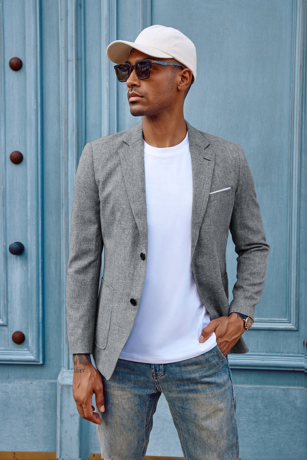 Men's Casual Sport Coat Blazer Two Buttons Lightweight Business Jackets
