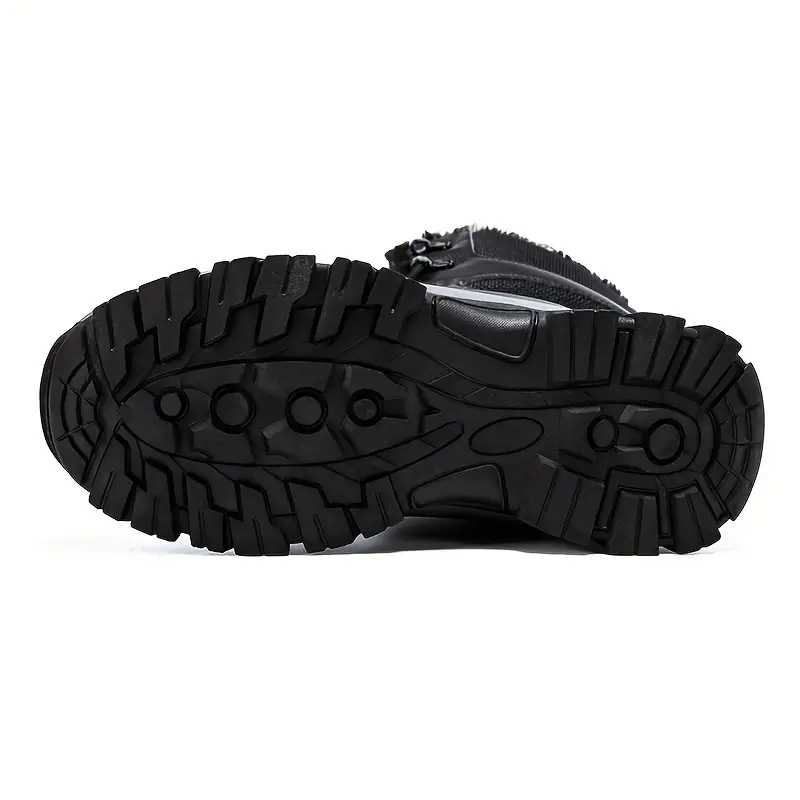 Men's Mid Calf Snow Boots, Winter Thermal Shoes, Windproof Hiking Boots With Fuzzy Lining