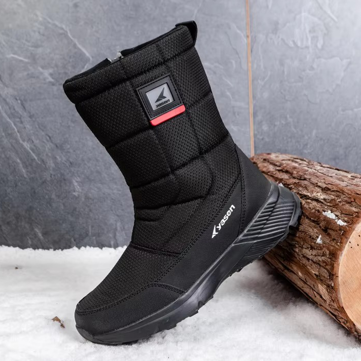 (Limited Time Sale 49%off)Unisex Snow Boots Thick Leather Platform Fur Lined Warm Mid-Calf Boots Waterproof Non-slip Winter Boots(2024Warmth upgrade)